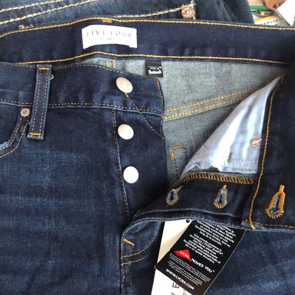 New Five Four Dark Blue Jeans Size 31 Button Fly NWT Overby Straight Button Fly - Picture 8 of 8